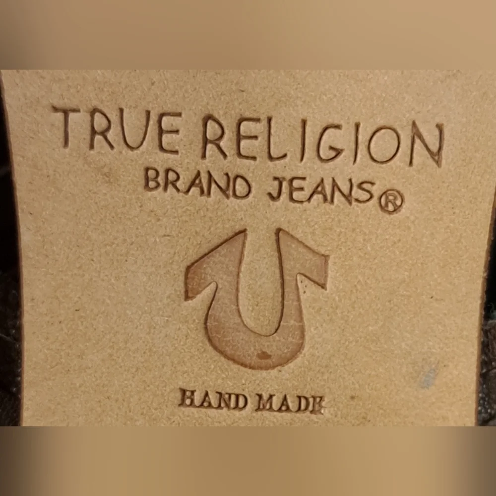 NWT Y2K True Religion Mocha Leather Boho Indie Neutral Sandal Heel Shoe SZ 37EU